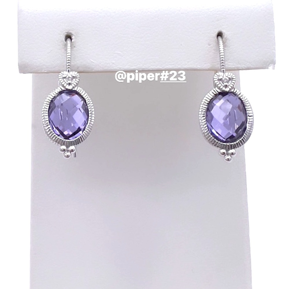 NWT Judith Ripka La Petite Lavender Crystal & Topaz Drop Earrings